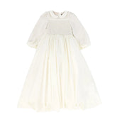 FRANCESCA GUILIANO EMBROIDERED SMOCKED COLLAR GOWN